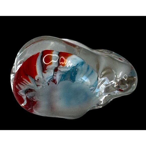 Blown Glass Mini Rabbit 2 1/4" Red White Blue Figurine Studio Art Glass Animal - Picture 2 of 8